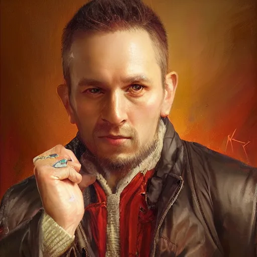 Image similar to portrait of a polish man ( 3 5 ) from poland in 2 0 2 1, an oil painting by ross tran and thomas kincade