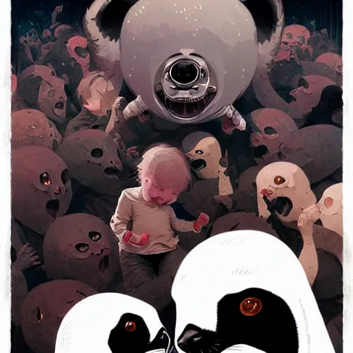 Image similar to highly detailed metal album cover featuring a cute white baby seal in a mosh pit by atey ghailan, by greg rutkowski, by greg tocchini, by james gilleard, by joe fenton, by kaethe butcher