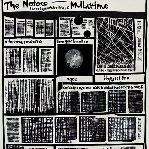 Image similar to the notes of a multiverse machine, by david lynch