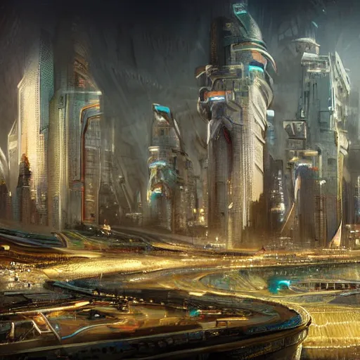 Prompt: beautiful city of the future, highly detailed, cinematic, illustration, concept art