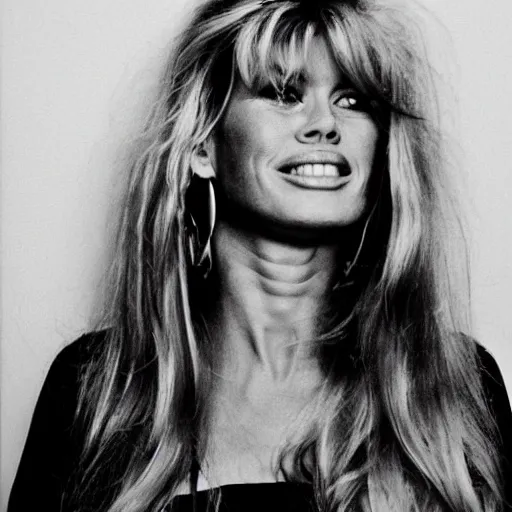 Image similar to stunning symmetrical portrait of beautiful smiling brigitte bardot in front of a tall synthesizer music studio, high contrast grainy blank and white photography print ilford warm tone, huge modular synthesizer moog