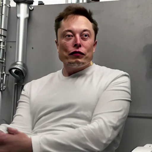 Image similar to elon musk sitting on toilet, but elon musk is yoda seat