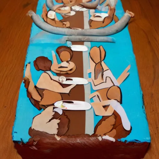Image similar to last supper gender reveal party paleolithic art