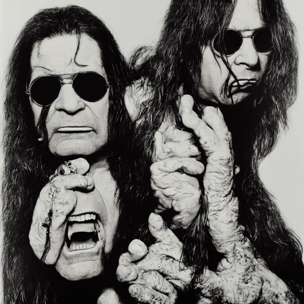 Prompt: portrait of ozzy Osbourne by annie Leibowitz, hyper realistic, sharp focus