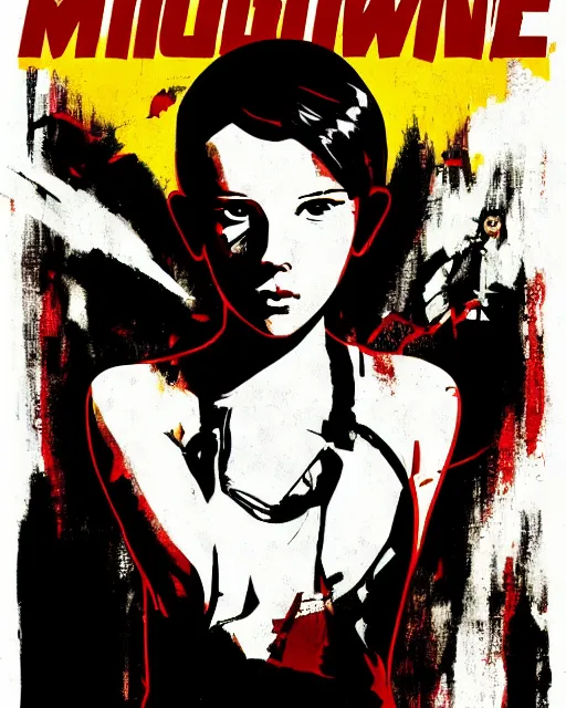 Image similar to Cinematic poster of Millie Bobby Brown by Butcher Billy and Yoji Shinkawa