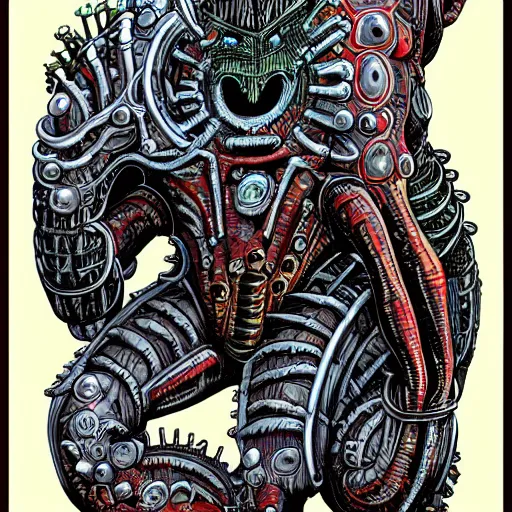 Image similar to a giant biomechanical alien monster by todd mcfarlane