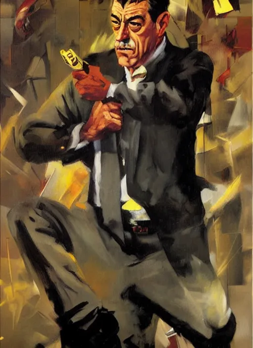 Image similar to j jonah jameson, painting by phil hale, fransico goya,'action lines '!!!, graphic style, visible brushstrokes, motion blur, blurry, visible paint texture, crisp hd image