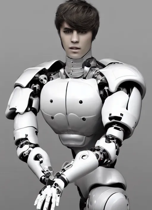 Image similar to portrait of a futuristic blanco ceramic Spanish prince humanoid robot with a handsome face and muscular body reclining with las piernas abertas, macho, piroca, dotado, gostoso, guapo, trending on cgsociety