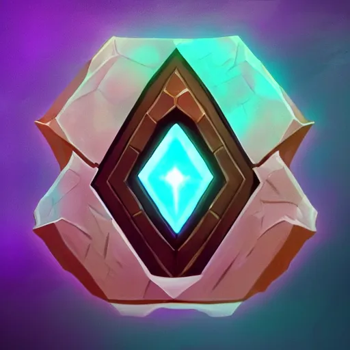 Image similar to Hextech, League of legends, gemstone, style of arcane, mechanical, Badge, trending on artstation,