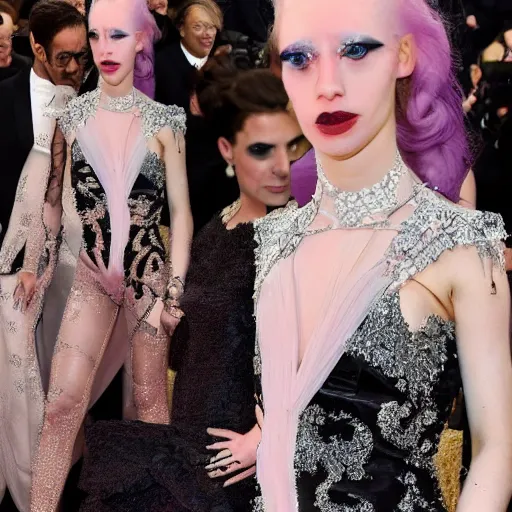 Image similar to the met gala but everyone looks like eldritch abominations