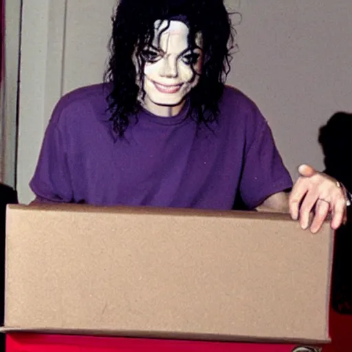 a photo of a door, michael jackson hiding inside a box Stable