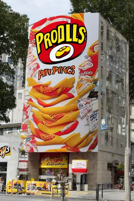 Image similar to a building made of pringles