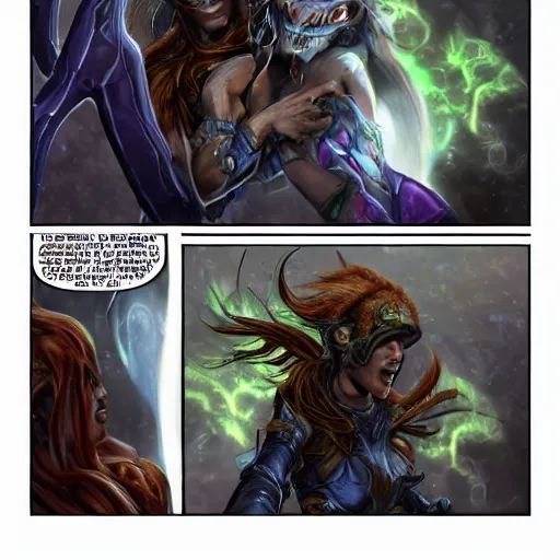 Prompt: sarah kerrigan, highly detailed, ripping the head off a protoss wench.