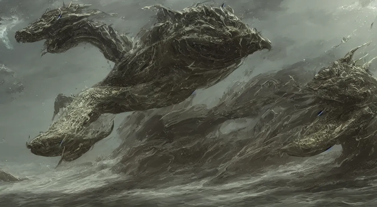 Image similar to sea monster, concept art, cinematic