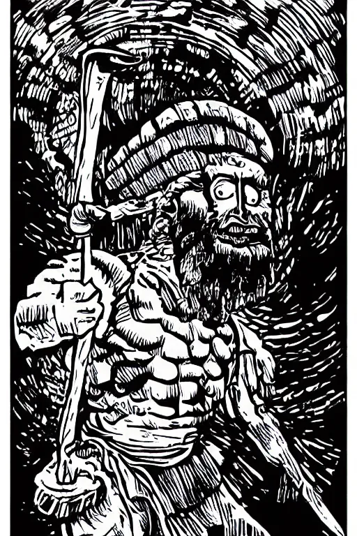 Image similar to ancient historically accurate depiction of the Bible Character Goliath of Gath, the Philistine warrior giant by mcbess