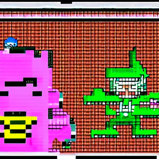 Prompt: Super Mario turns pink and dies SNES glitch