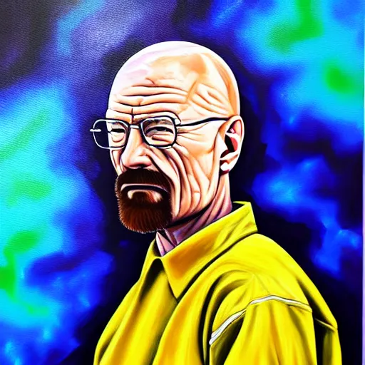 Image similar to walter white planet, oil painting, detailed, brush strokes, vivid