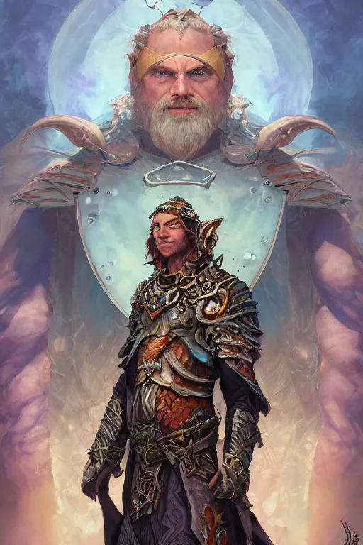 Image similar to portrait of the wizard beetle dreamer wearing reef breastplate by artgerm and Craig Mullins, James Jean, Andrey Ryabovichev, Mark Simonetti and Peter Morbacher 16k