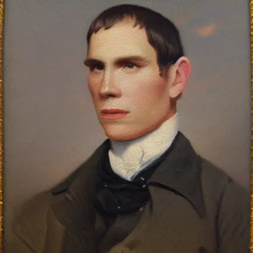 Image similar to An early 1800s oil painting of Jerma985 in the early 1800s, grainy, realistic, very realistic, hyperrealistic, highly detailed, very detailed, extremely detailed, very neat, very epic, very cool, detailed, trending on artstation