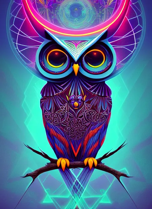 Image similar to symmetry!! product render poster vivid colors divine proportion owl, scifi, glowing fog intricate, elegant, highly detailed, digital painting, artstation, concept art, smooth, sharp focus, illustration,