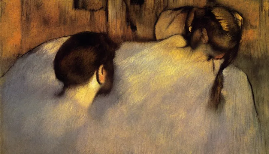 Prompt: edgar degas, woman, painting