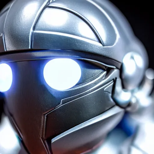 Image similar to helmet portrait of a figurine of samus aran's varia suit from the sci - fi nintendo videogame metroid. shallow depth of field. suit of armor.