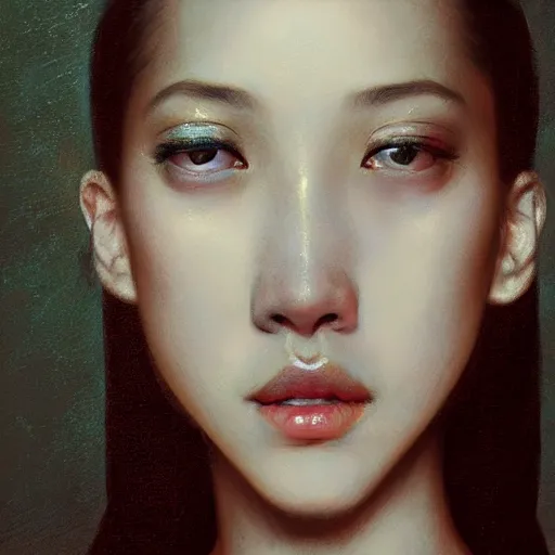 Image similar to Kiko Mizuhara, physically accurate, dramatic dynamic lighting, intricate, elegant, highly detailed, digital painting, artstation, very hyperrealistic, HR GIGER, Hieronymus Bosch, Francis Bacon, Tomas Sanchez, Renaissance, concept art, smooth, sharp focus, illustration, art by artgerm and greg rutkowski and alphonse mucha