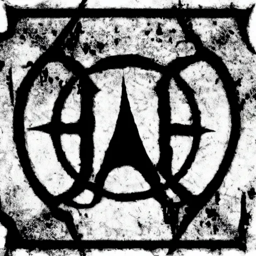 Image similar to black metal band logo, black and white