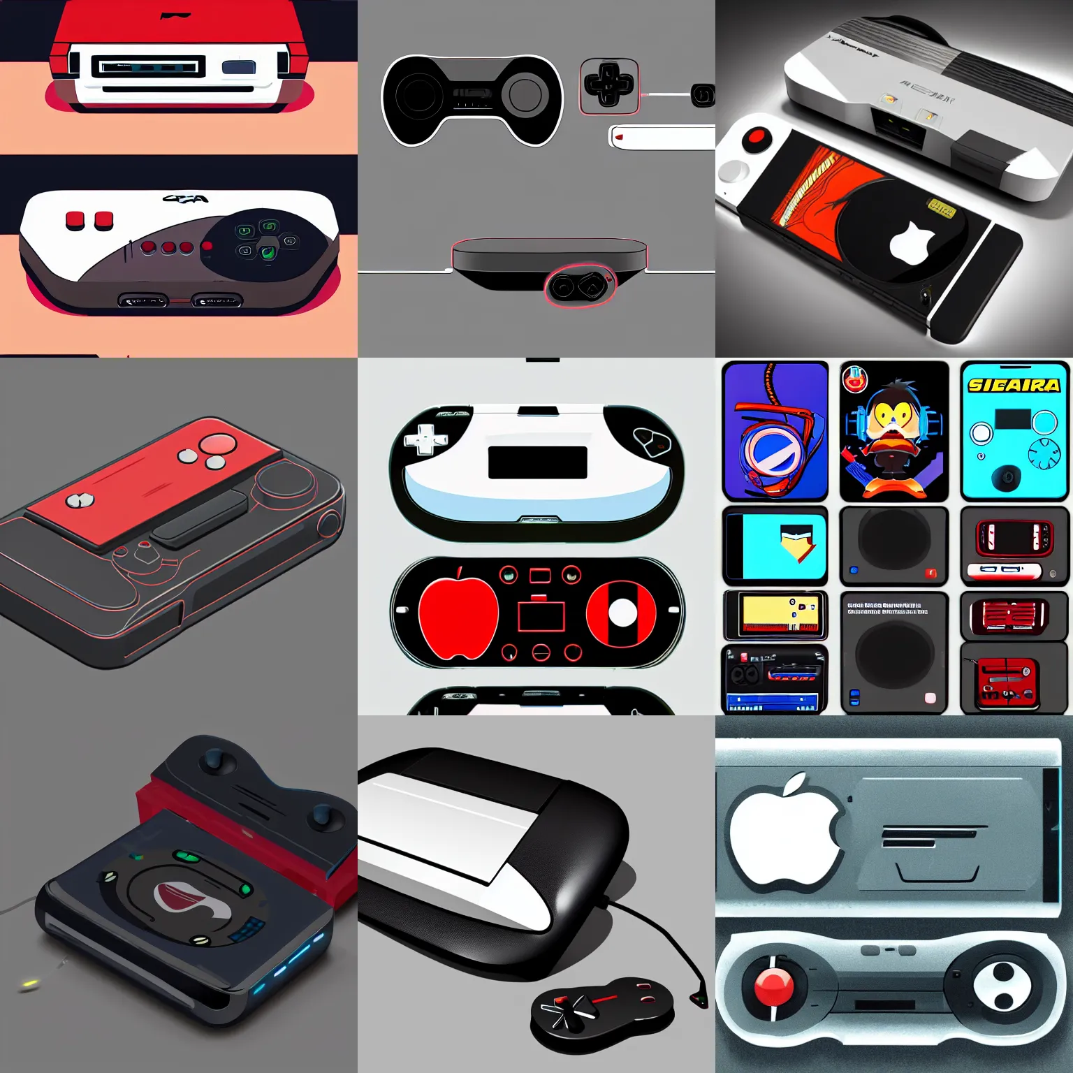 Prompt: console sega mega drive, style apple iphone design, artstation