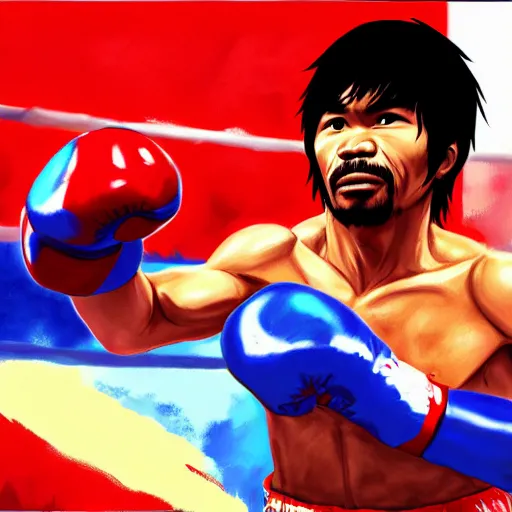 Prompt: manny pacquiao, painting by makoto shinkai, featured on pixiv, deviantart hd