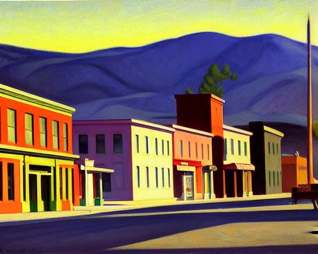 Prompt: a stunning painting of susanville california by edward hopper, award winning art