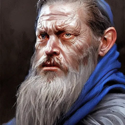 Prompt: portrait of a man by greg rutkowski, old jedi master, he looks like cameron monaghan, beard, wearing a blue jedi robes, star wars expanded universe, he is about 8 0 years old, highly detailed portrait, digital painting, artstation, concept art, smooth, sharp foccus ilustration, artstation hq