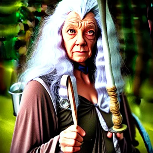 Image similar to a female version of gandalf, gandalf as a woman