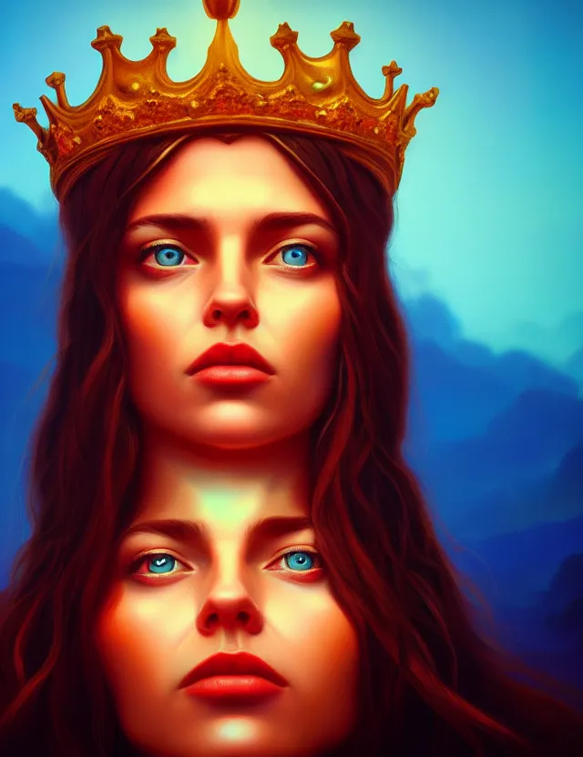 Prompt: blurred background. close-up portrait of a goddess in crown, by Alex Gross, Anato Finnstark and Alena Aenami. unreal engine