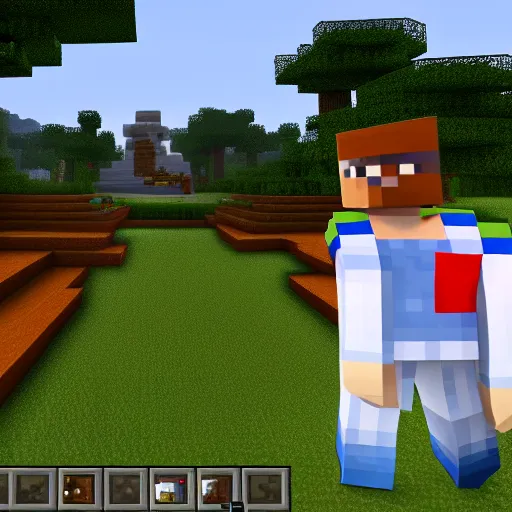 Prompt: an in-game screenshot of Adele as a character in Minecraft
