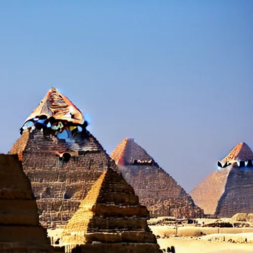 Image similar to the sun god ra looking over the great pyramids of ancient egypt