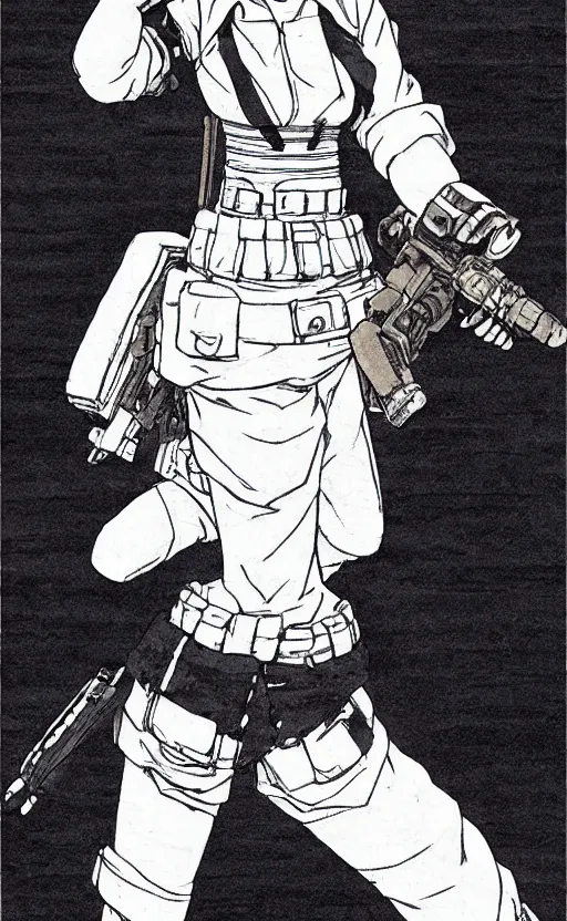 Image similar to manga, matte, toriyama akira, portrait of soldier girl character