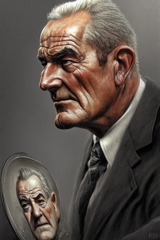 Image similar to portrait of a president lyndon baines johnson posing ultra realistic illustration, a hulking herculean gigachad, bulging muscles, intricate, highly detailed, digital painting, artstation, radiant light, caustics, war hero, concept art, smooth, sharp focus, by gaston bussiere, bayard wu, giger, maxim verehin