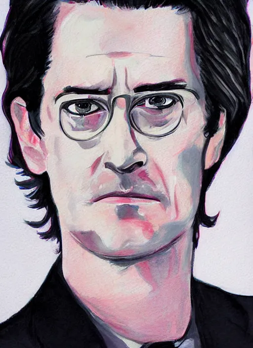 Prompt: portrait of kyle maclachlan as dale cooper by keiko ki