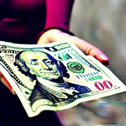 Image similar to a woman floating on money.