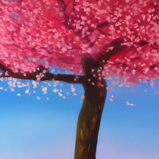 Prompt: beautiful cherry trees, trending on artstation, oil on canvas, matte painting