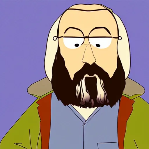 Image similar to the dude from the big lebowski as south park character