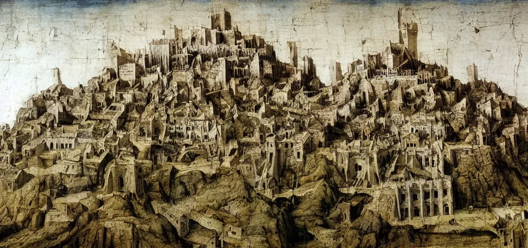 Minas Tirith Rembrandt Painting Graphic · Creative Fabrica