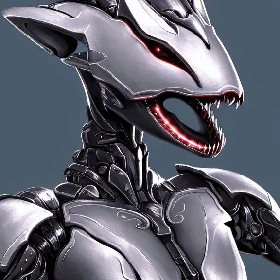 Image similar to close up mawshot of a cute elegant beautiful stunning anthropomorphic female robot dragon, with sleek silver metal armor, glowing OLED visor, facing the camera, the open maw being highly detailed and soft, with a gullet at the end, food pov, micro pov, digital art, pov furry art, anthro art, furry, warframe art, high quality, 3D realistic, dragon mawshot, maw art, macro art, micro art, dragon art, Furaffinity, Deviantart, Eka's Portal, G6