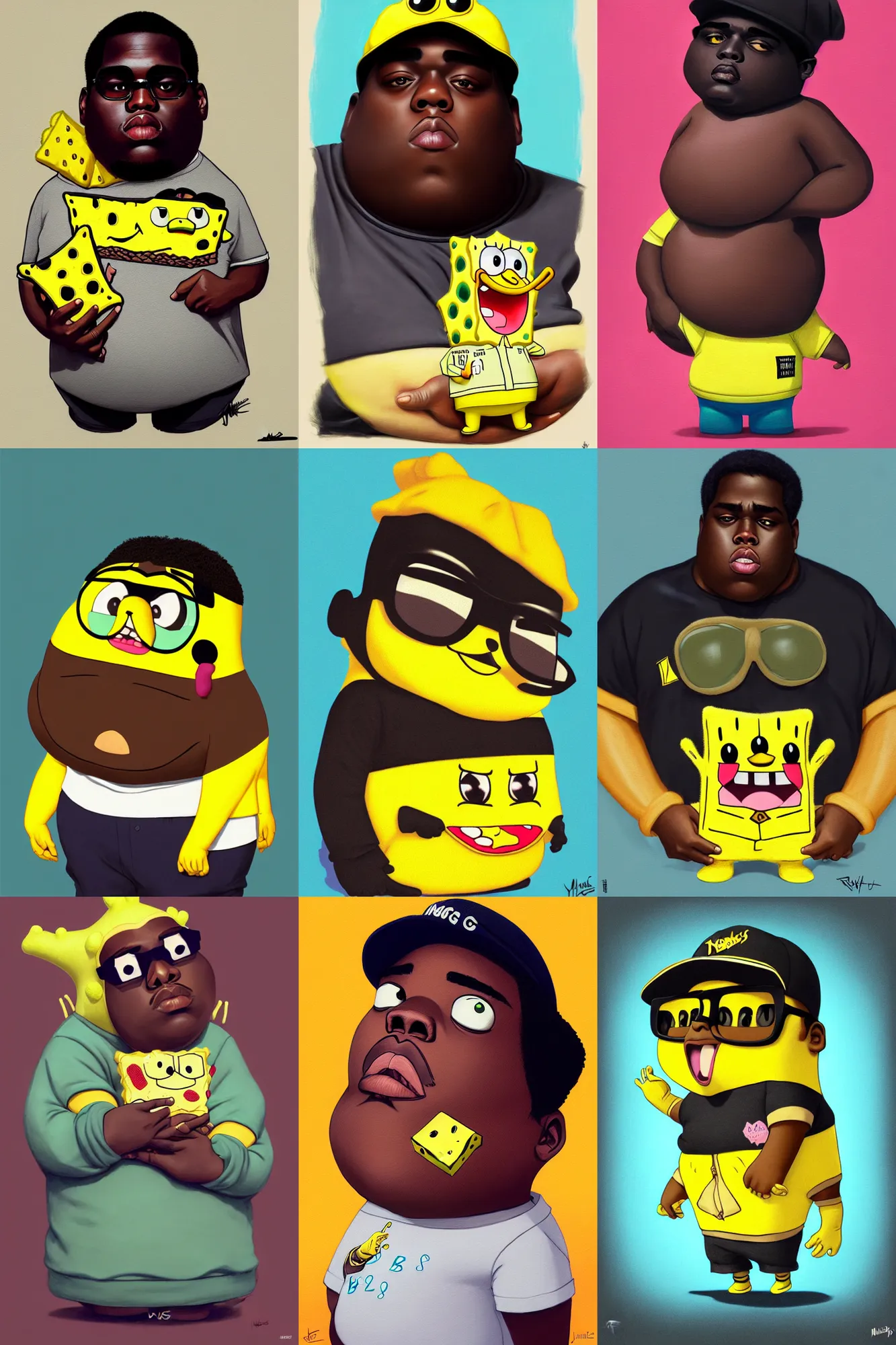 Prompt: the notorious b. i. g. as a cute cuddle fuzee spongebob plushie, shaded lighting poster by magali villeneuve, artgerm, jeremy lipkin and michael garmash, rob rey and kentaro miura style, trending on art station