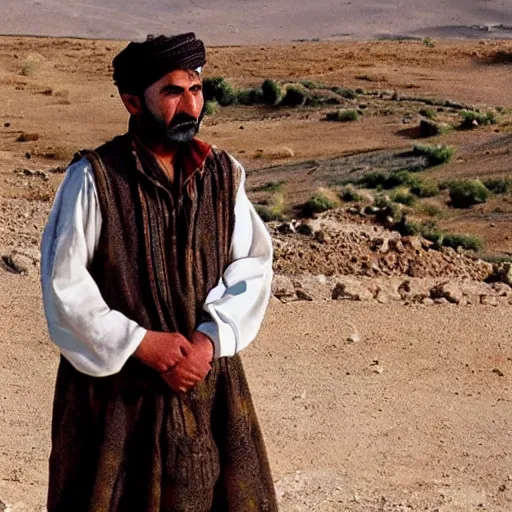 Image similar to Kurdish shepherd wearing Kurdish clothes in a movie directed by Christopher Nolan, movie still frame, promotional image, imax 70 mm footage