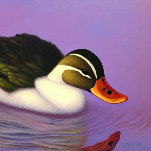 Image similar to a duck on the prowl oil painting victor fota