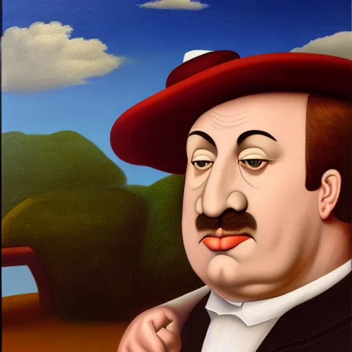 Prompt: portrait of saul goodman by fernando botero, oil painting