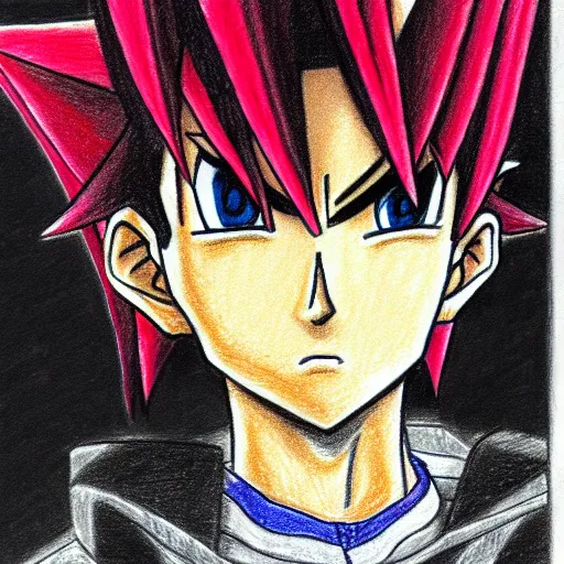 Image similar to portrait drawing of yugi muto by kazuki takahashi