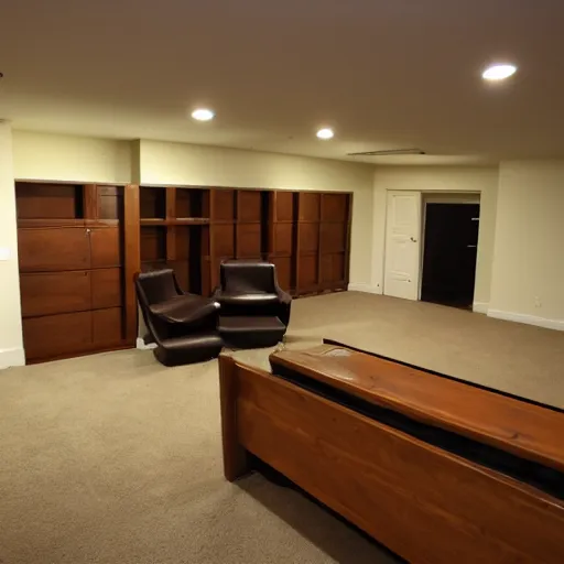 Image similar to basement of a furnished 1970s house